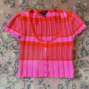 pink and white cropped knit forever 21 top